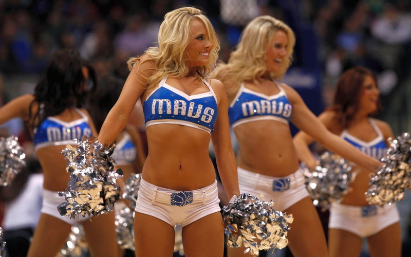 three quarter length, beautiful woman, crowd, group of people, blond hair, adult, hair, performance, excitement, women, basketball sports nba dallas mavericks dancers shorts women cheerleaders