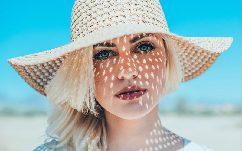 lovely, blonde, maroon, women, s, 720P, girl, lipstick, hat, summer