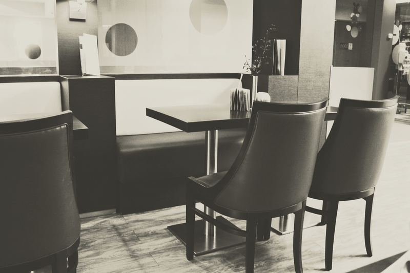 modern, Canteen, Dining Room, film industry, Table, indoors, seat, chair, cafe, drink, black and white, vintage, still life, empty, no people, resting