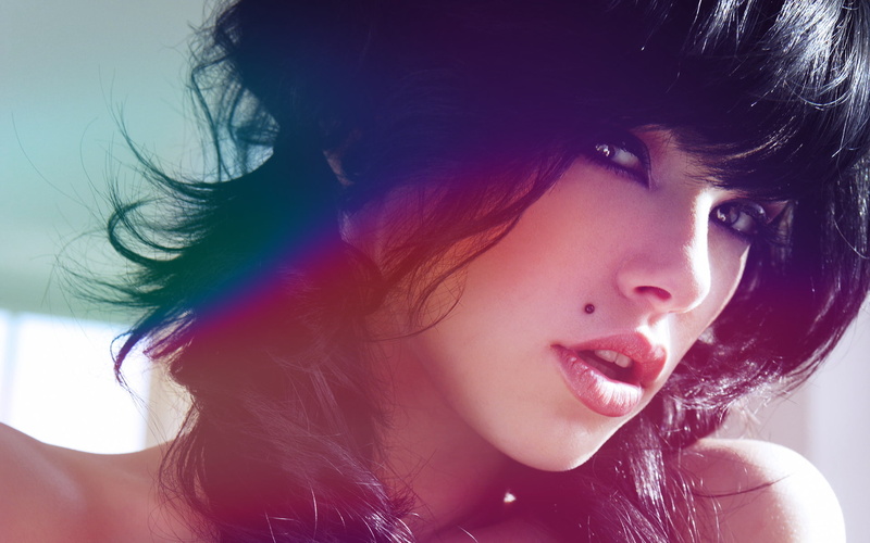 1080P, Vikki Blows, face, lipstick, black hair, women, model