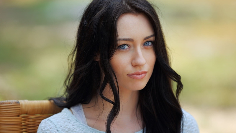 adult, portrait, long hair, headshot, young adult, brown hair, contemplation, hairstyle, focus on foreground, model, beauty, dark hair, young women, front view