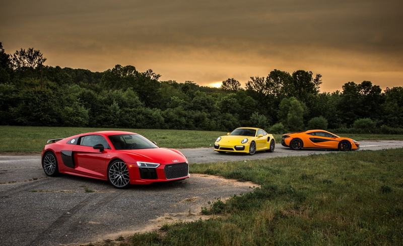Porsche 911 Turbo, Car, Vehicle, McLaren 570S, Sport Car, 1080P, McLaren, Supercar, Audi, Vehicles, Red Car, Orange Car, Yellow Car, Audi R8 V10, Porsche