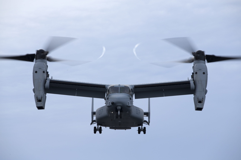 Air, Mv-22, landing - touching down, air force, transportation, army, plane, government, aircraft wing, cloud - sky, motion, low angle view, sky, nature