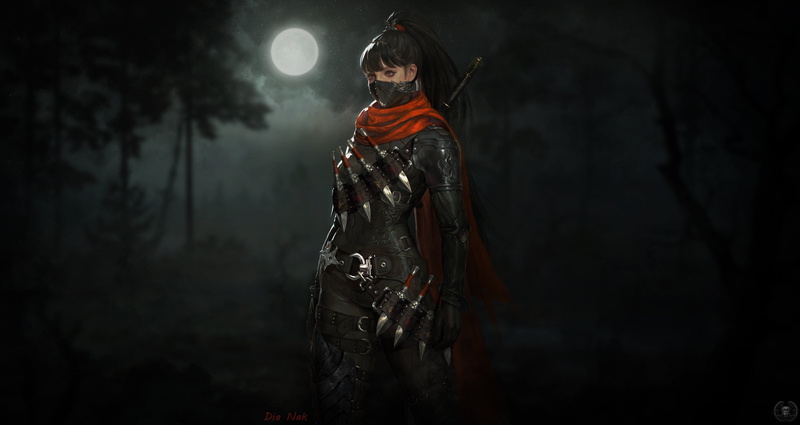 Night, Assassin, Dagger, Black Hair, Fantasy, Woman Warrior, 2K, Girl, Women Warrior, Ponytail