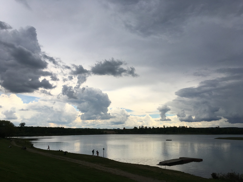 storm, plant, reflection, weather, cloudiness, scenics - nature, landscape, dramatic sky, non-urban scene, threatening, thunderstorm, lighting, dark, gewitterstimmung