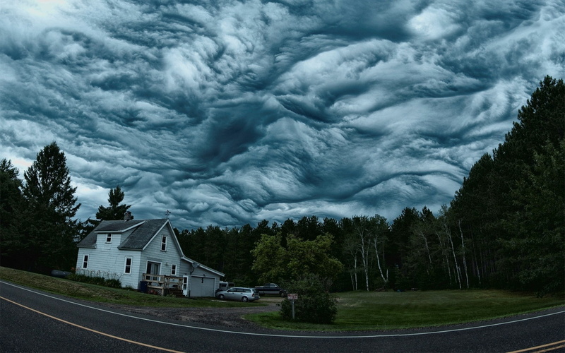 Asperatus, Nature, 1080P, The sky, Asperitas, Clouds Asperatus, Clouds, Overcast, Forest, House