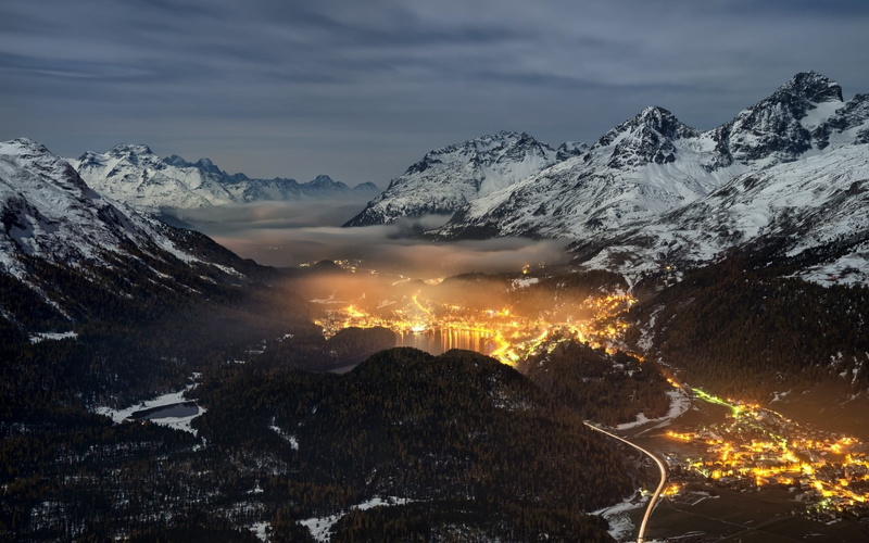 winter, cloud - sky, mist, valley, mountain peak, Switzerland, mountain range, scenics - nature, non-urban scene, tranquil scene, formation, mountains