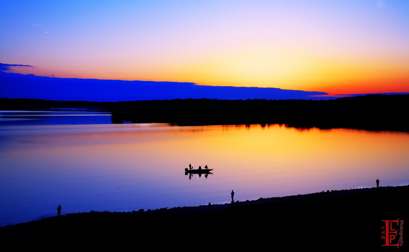 United States, dusk, twilight, Kansas, tranquil scene, landscape, outdoors, Clinton Lake, scenics - nature, dramatic sky, Travel, tranquility, Fishing