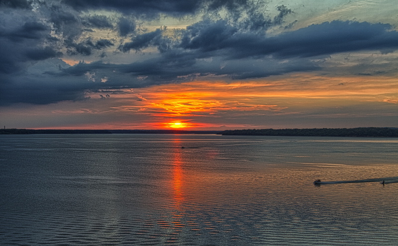 tranquil scene, non-urban scene, 5K, Sunset, outdoors, Scenery, Kansas, body, water, sky, Lawrence, sea, cloud - sky, tranquility, Waterskiing, Travel