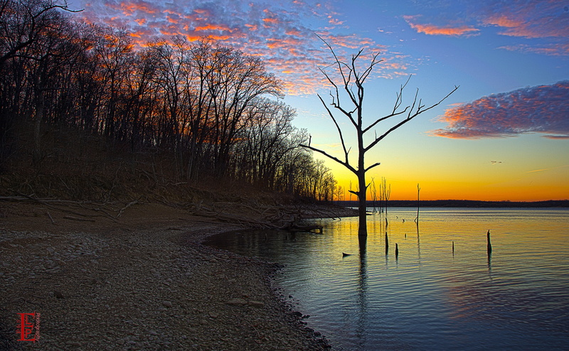 orange color, Beautiful, Reflection, turning, no people, world, point, Kansas, sky, cloud - sky, still, autumn, bare, Scene, dead tree, tranquil scene