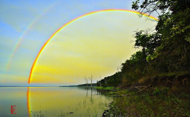 Travel, tranquil scene, Nature, Rainbow, non-urban scene, double rainbow, Lawrence, beauty in nature, reflection, Kansas, cloud - sky, no people, multi colored