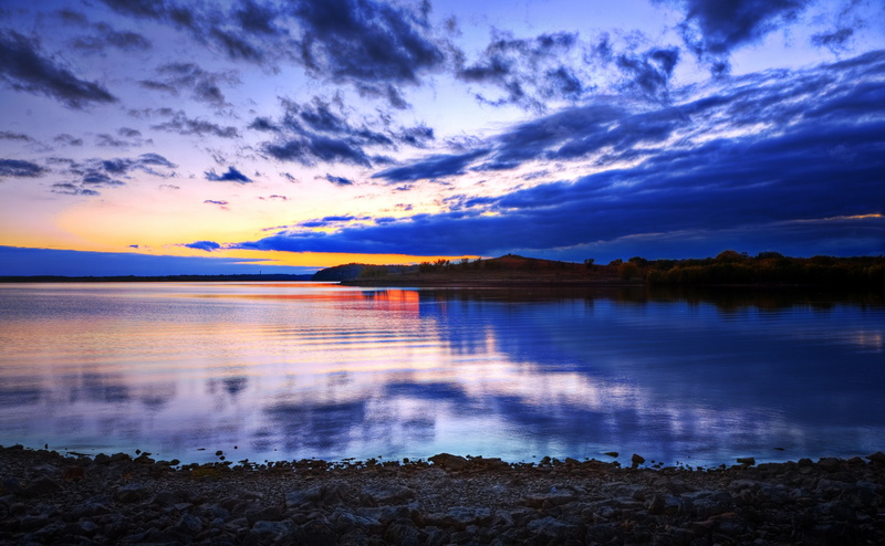 United States, Clinton Lake, reflection, Landscape, cloud - sky, water, Scene, non-urban scene, no people, Scenery, idyllic, 4K, tranquil scene, pastel