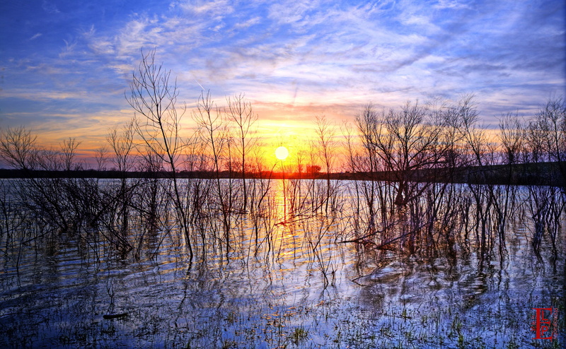 Scene, Sunset, Nature, Travel, mercury, Reflection, Dredging Pond, Landscape, Lawrence, Scenery, United States, Kansas, 4K, pond