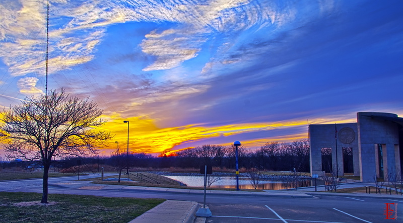 orange color, Orange, sunset, Tree, road marking, city, beauty in nature, shed, 2K, Lawrence, grey, scenics - nature, Kansas University, Nature, tranquility
