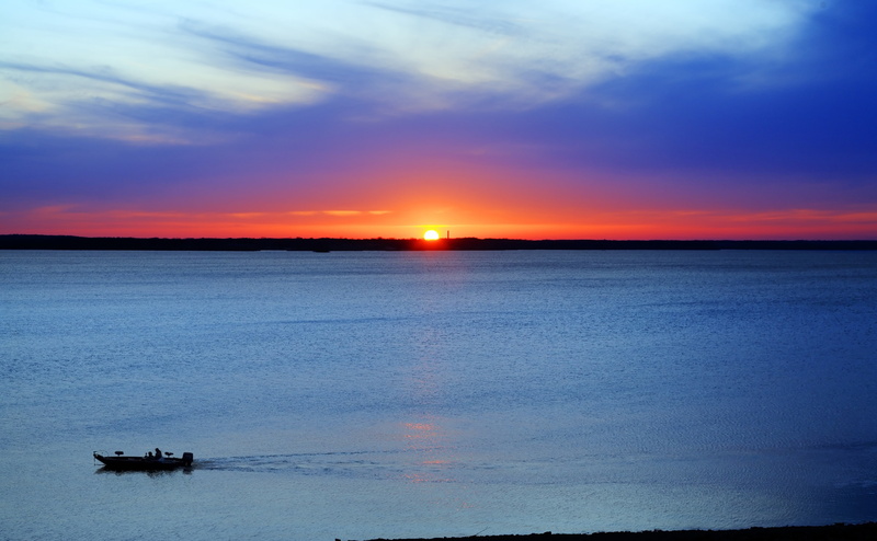 nautical vessel, Boat, Outdoor, beauty in nature, transportation, Homeward, Landscape, sky, Kansas, body, sunset, Lake, cloud - sky, Travel, Scene, Bound