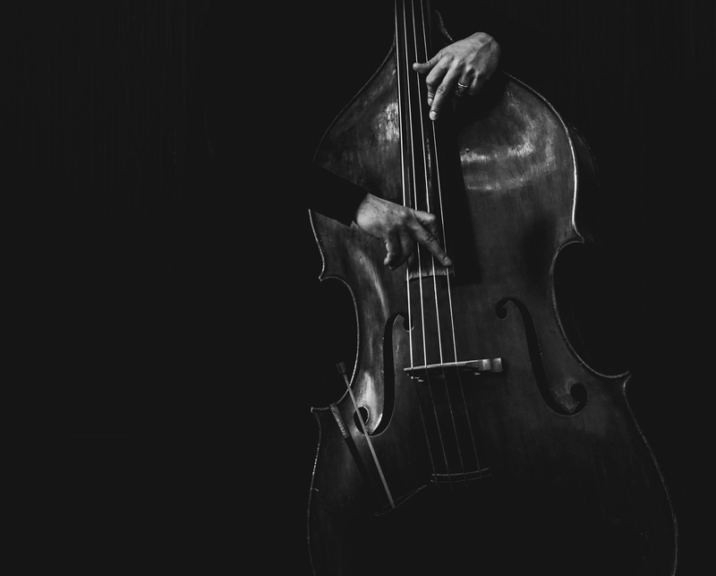 black background, musical equipment, photography, 4K, wood - material, cut out, black, double bass, copy space, arts culture and entertainment, studio shot