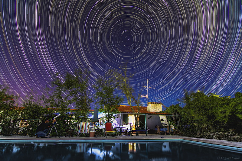 men, architecture, Star Trails, Long Exposure, house, Portugal, night, 1080P, Miguel Claro, telescope, building, Trees, reflection, swimming Pool, circle