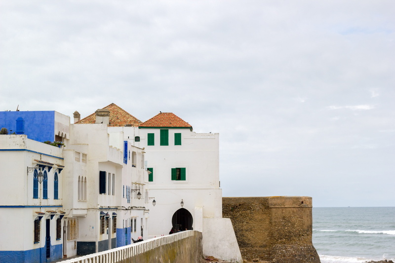 day, building, architecture, waves, africa, assilah, 5K, no people, arzila, ocean, building exterior, sea ​​sky, arcila, oceano atlantico, sea, blue, cloud - sky