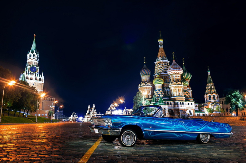 Impala, Moscow, Chevrolet, Ola De Blue, russia, travel, 1080P, auto, city, travel destinations, tower, night, swag, land vehicle, building exterior, luxury