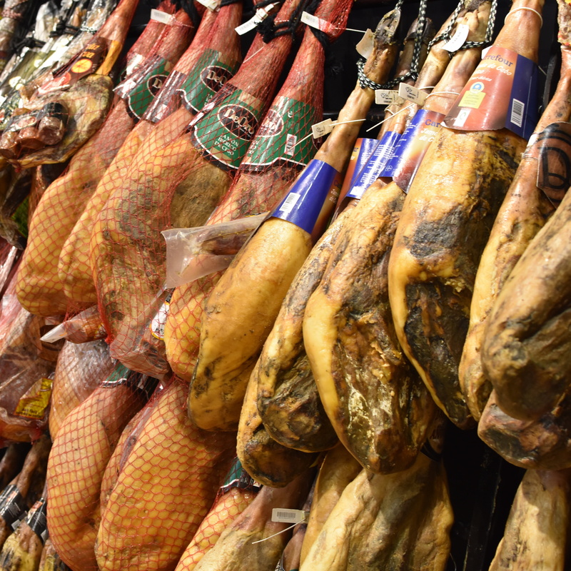 spice, day, variation, indoors, 4K, choice, close-up, backgrounds, freshness, food, meat, full frame, for sale, abundance, food and drink, market, serrano ham