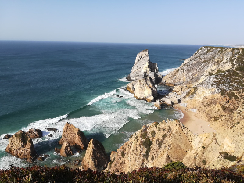 eroded, leisure activities, adventure, portugal, land, solid, tranquil scene, rock, promontory, rocks, coast, day, shoreline, beauty in nature, rubble