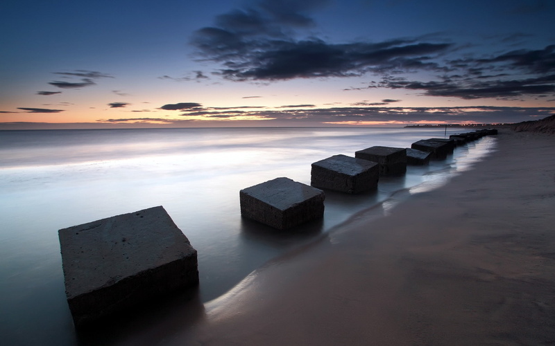 Dusk, Blyth, England, Sea, 1080P, Slabs