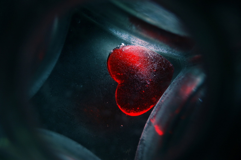 red, glass, heart, My life inside your heart, 2K, mood