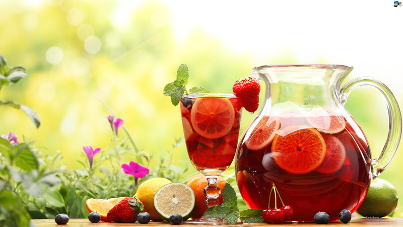 drinks, jarra, vaso, 2K, frutas, sangria