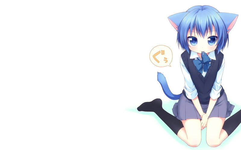 uniform, nekomimi, white, school, anime girls, background, school uniform, anime, white background, 1080P, girls
