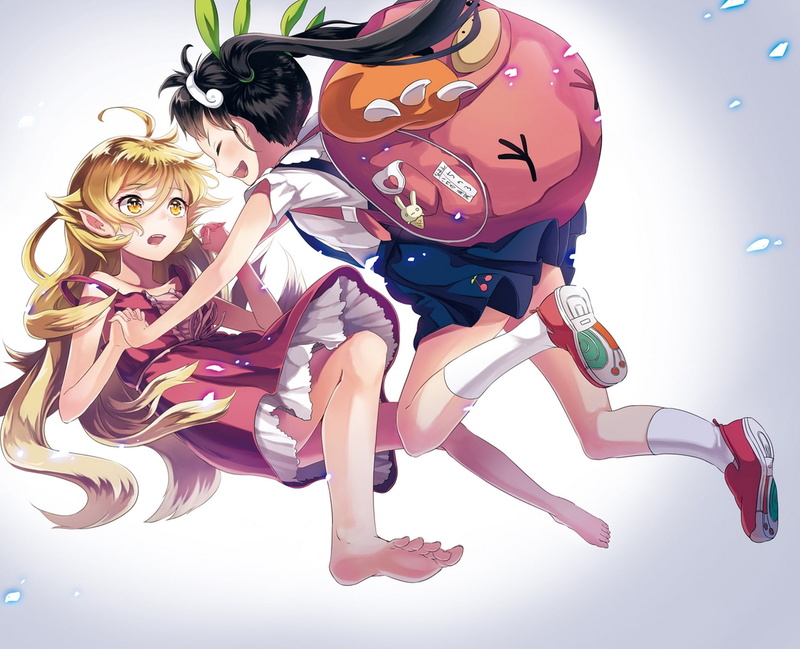 hachikuji mayo believe, one person, art and craft, full length, art, anime, 1080P, young women, indoors, history of monsters, women, backpack, representation