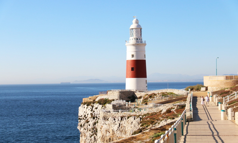 sky, europa point lighthouse, horizon, building, gibraltar, guidance, famous Place, building exterior, 5K, direction, outdoors, protection, nature, built structure
