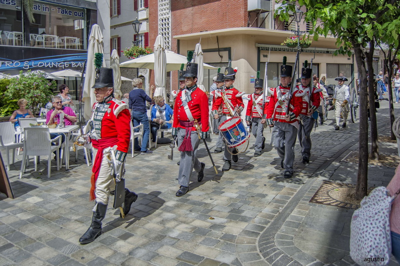 men, day, city, women, full length, rear view, footpath, 4K, crowd, group of people, building exterior, paving stone, gibraltar, street, real people, building