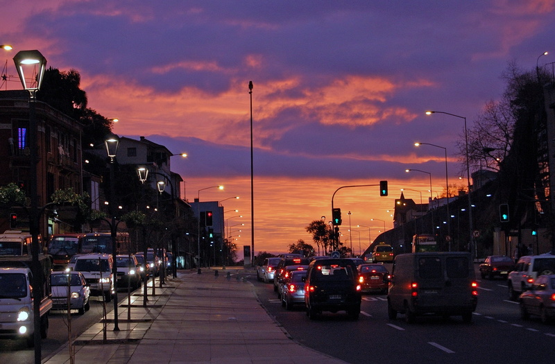 urban, illuminated, sunset, dusk, car, cities, 2K, road, transportation, clouds, traffic, city street, nature, cloud - sky, street light, city lights