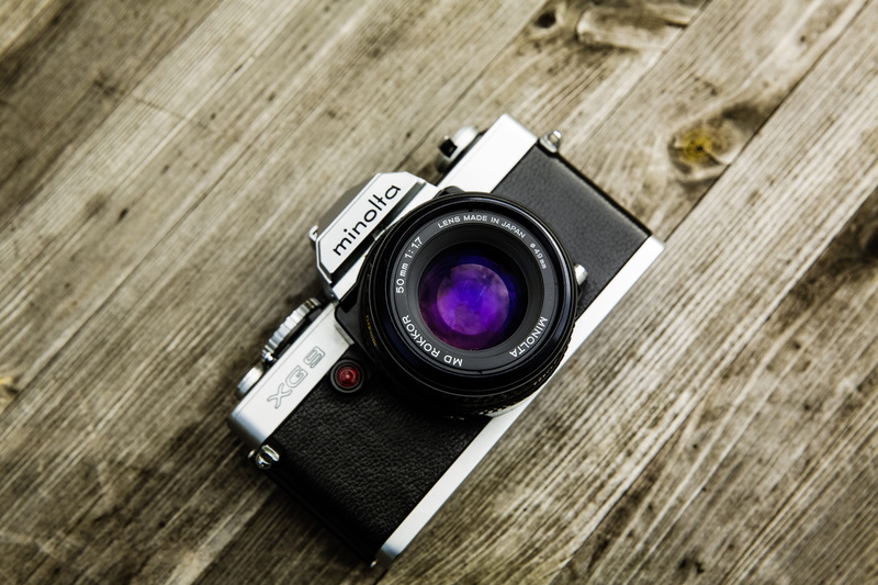 high angle view, retro styled, photography themes, photographic equipment, analog camera, no people, focus on foreground, brown, 5K, gray, lens - optical instrument