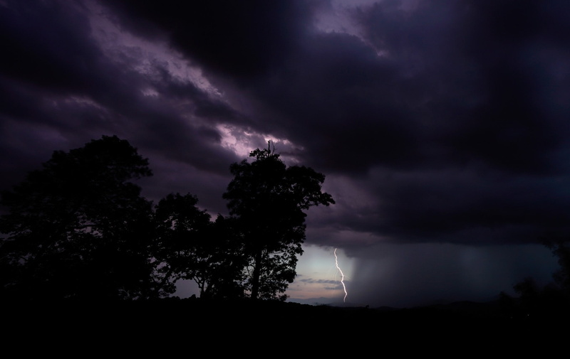 night, landscape, ttttrrrrrreeeeesssssssss, clouds, rain, lightning, 1080P, storm