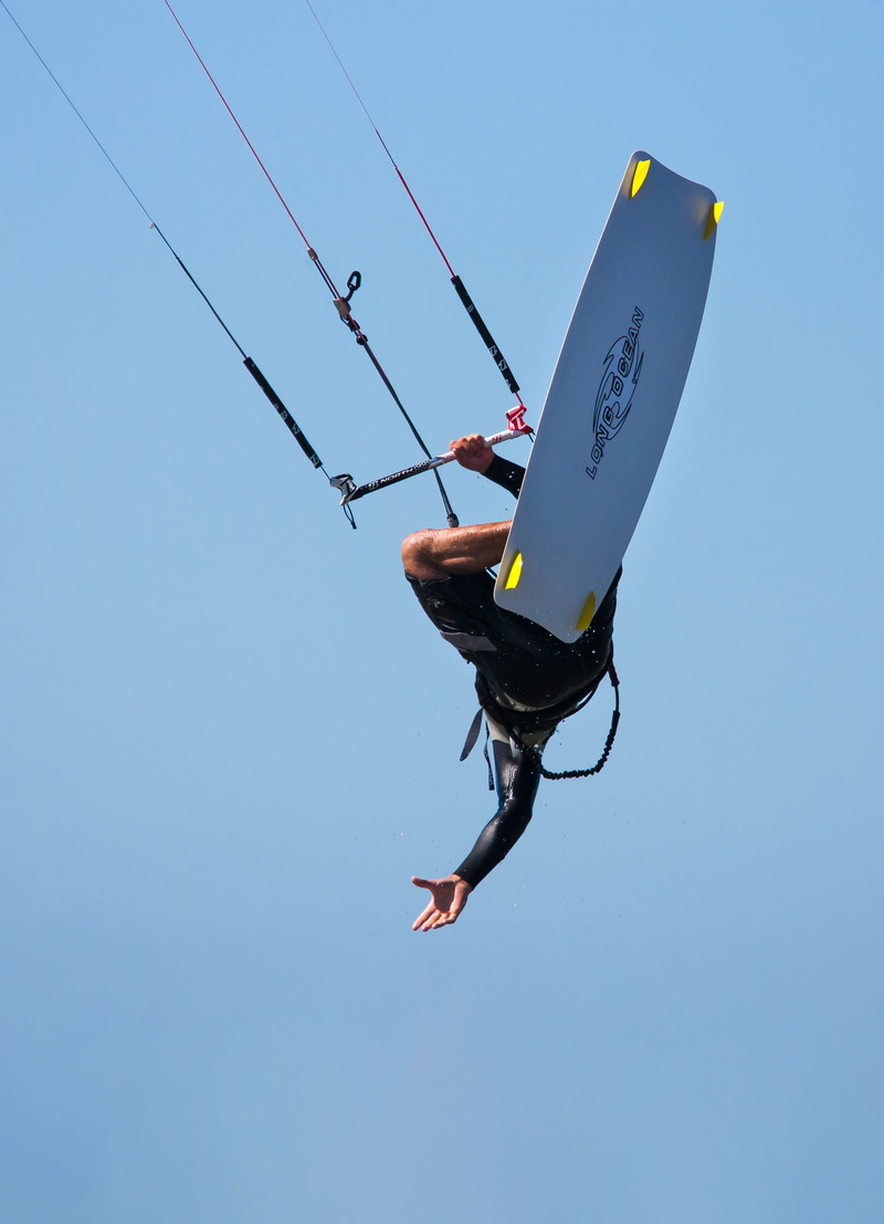 outdoors, leisure activity, men, sunrise beach, blue, clear sky, people, real people, 2K, muizenberg, kite-surfing, action, sky, adventure, low angle view
