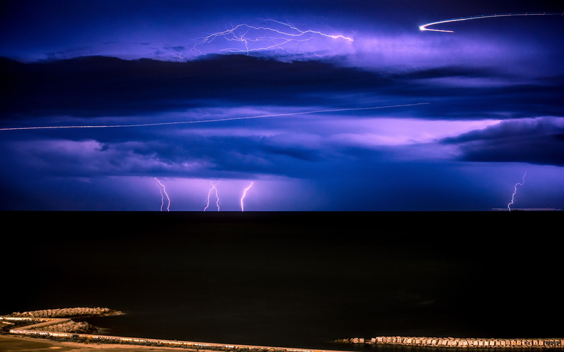 silent, sea, storm, lightning, thunderbolt, 2K, thunder