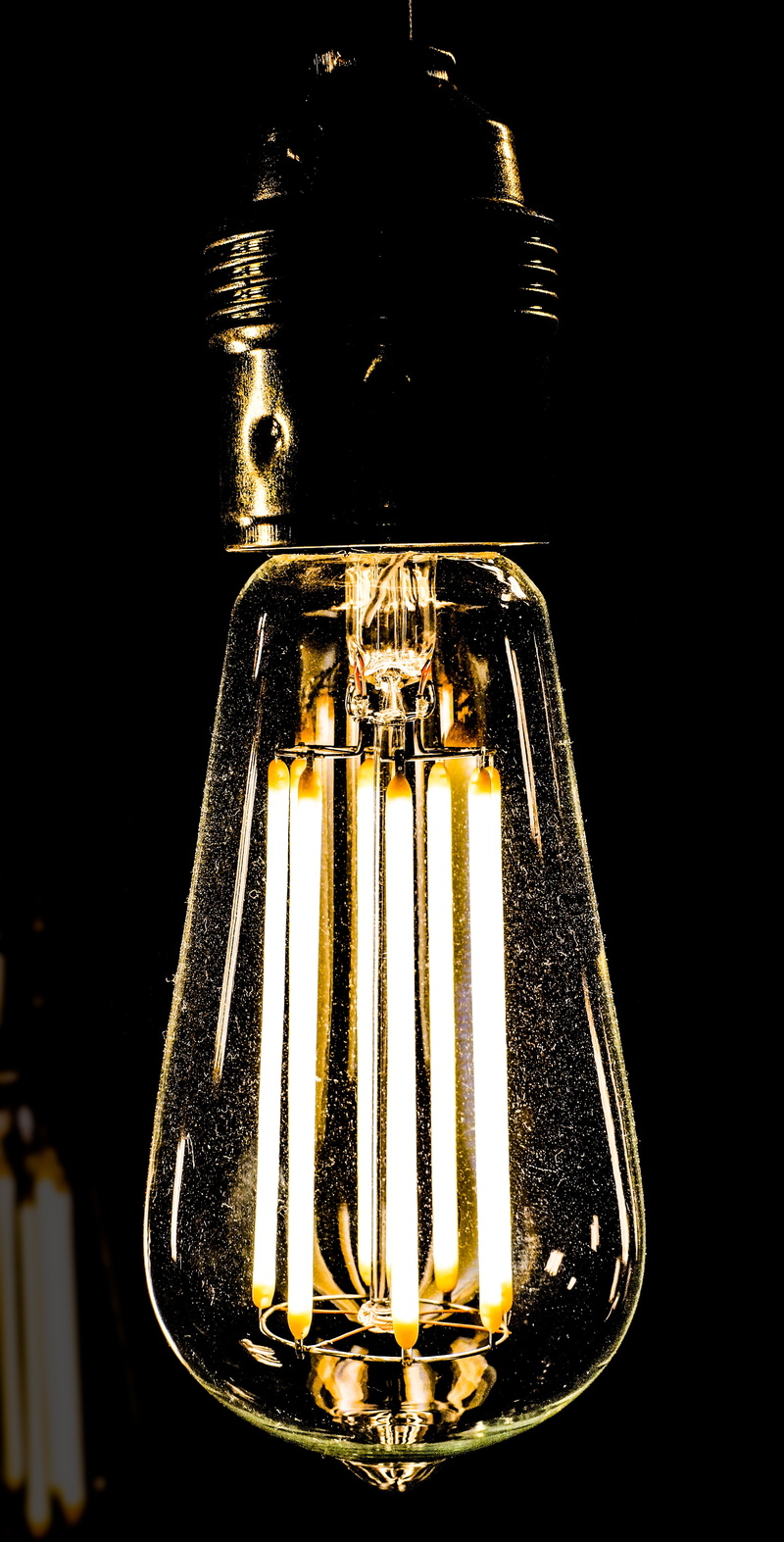pear, glow wire, close-up, glass, metal, studio shot, indoors, bulbs, electricity, transparent, black background, electric lamp, no people, glass - material