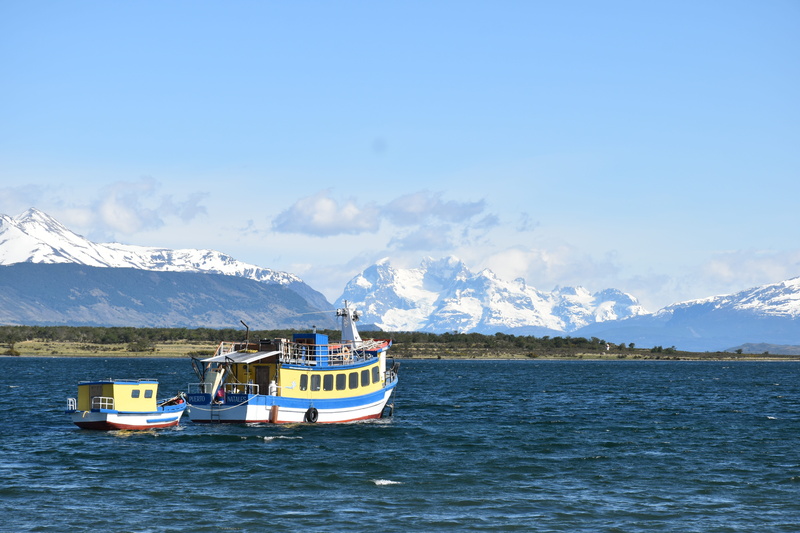 beauty in nature, puerto natales, no people, nautical vessel, mountain range, passenger craft, cold temperature, travel, south america, snowcapped mountain