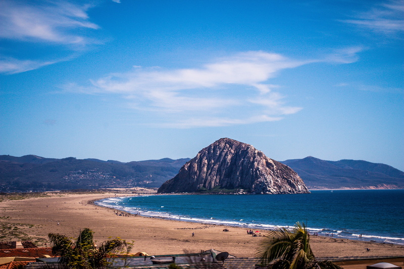 5K, bay, beach, day, rock, tranquil scene, outdoors, mountain, cloud - sky, pacific ocean, sand, beauty in nature, water, mountain range, nature, tranquility