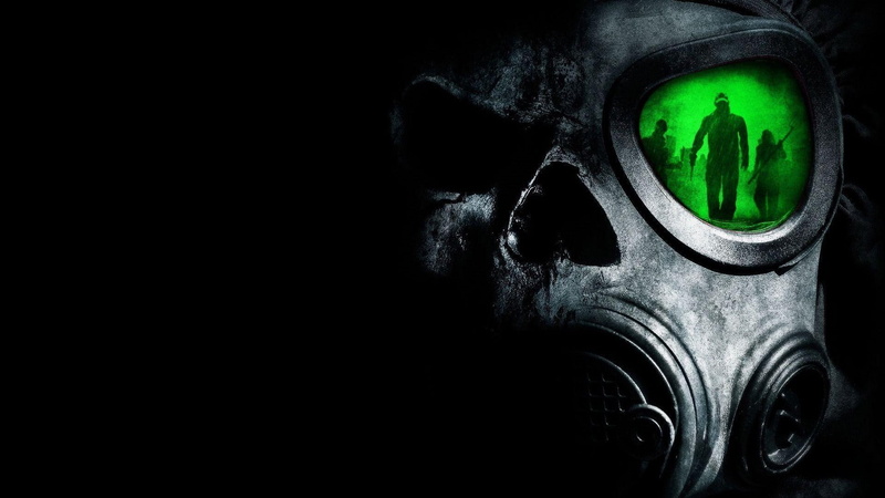 skull, fantasy art, gas mask, green, 1080P, horror, digital art, scary, military