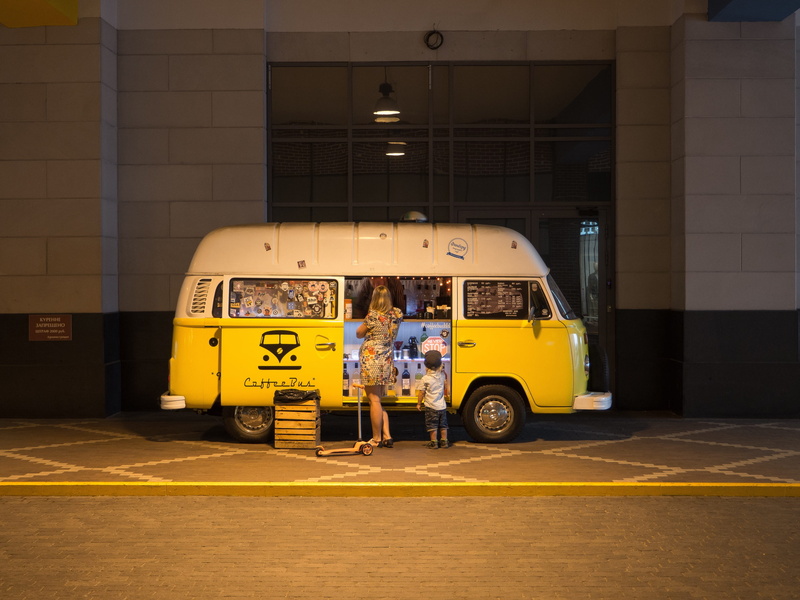urban Scene, car, stationary, school Bus, travel, street, people, door, built structure, standing, front, real people, building, opened, city Life, architecture