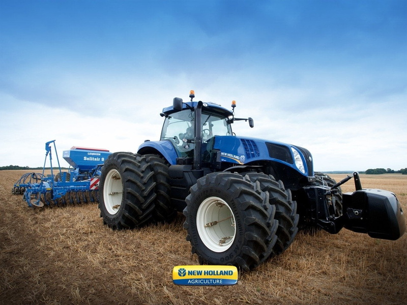 720P, cloud - sky, agriculture, mode of transportation, wheel, New Holland Tractor, sky, blue, outdoors, land, agricultural machinery, Tractors, land vehicle