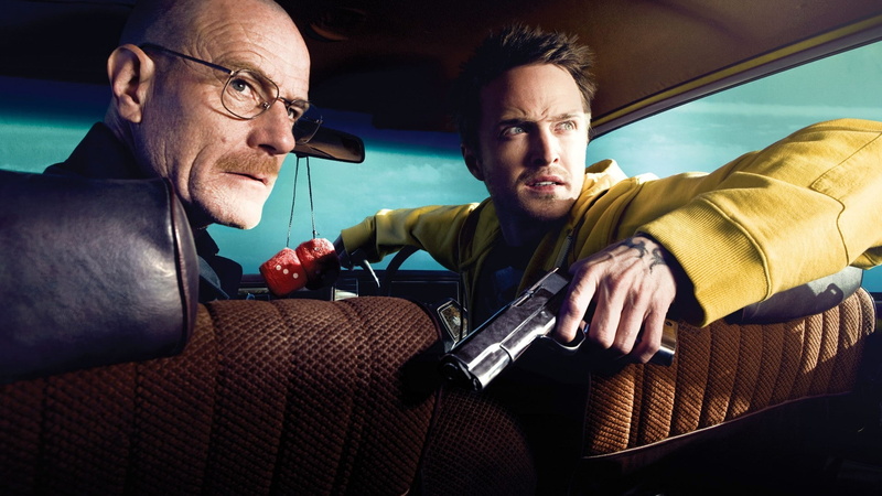 Breaking Bad, lifestyles, real people, Jessie Pinkman, vehicle interior, Walter White, males, emotion, two people, men, weapon, Bryan Cranston, Aaron Paul
