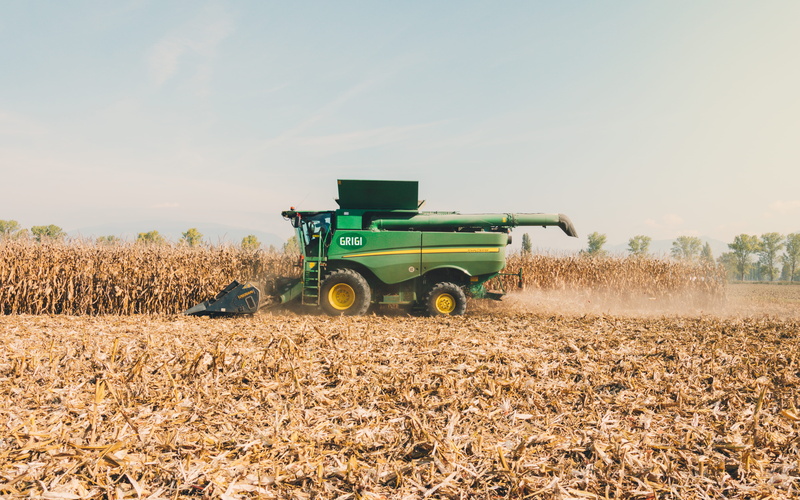 process, earth, corn, farm, landscape, combine harvester, yellow, field, day, agricultural equipment, ploughing, crops, nature, harvesting, 5K, rural scene