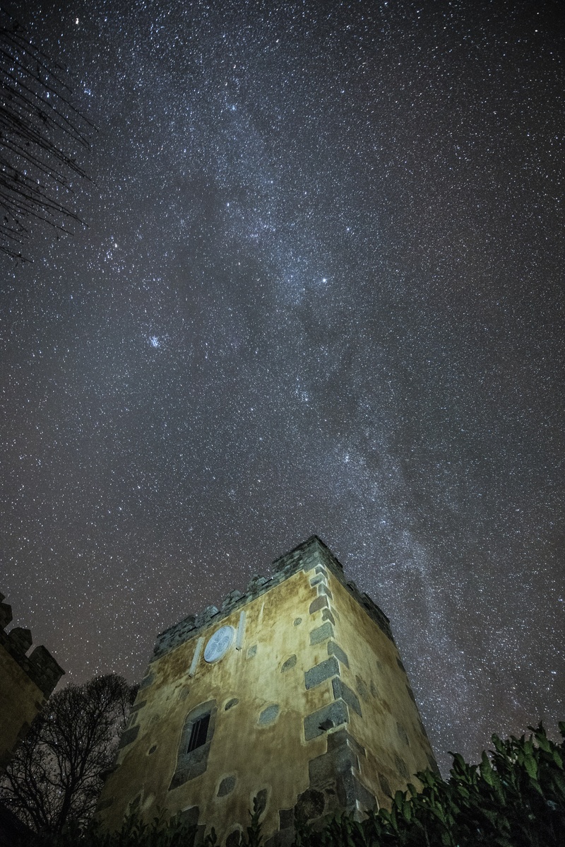 a mosque, mountain, constellation, galicia, formation, galaxy, no people, outdoors, rock - object, beauty in nature, star - space, sky, stately, star, milky way