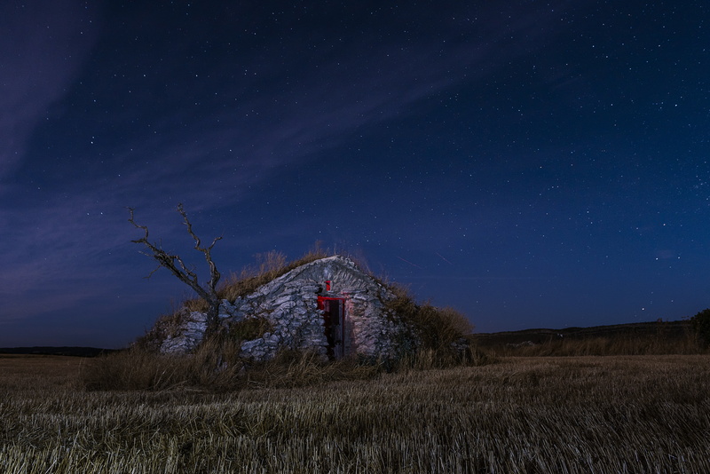 lights, at night, house, sky, scenics - nature, night, tree, star - Space, field, outdoors, built structure, space, land, landscape, gray, rural scene