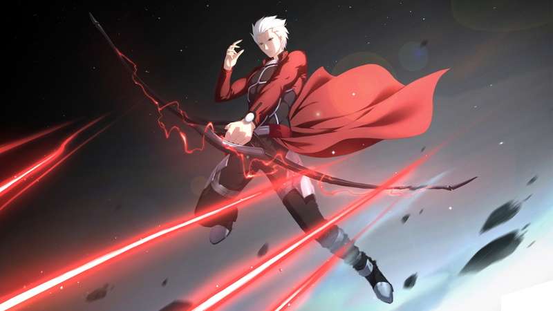 beautiful woman, real people, one person, adventure, mid-air, vitality, sport, fate stay night, red, archer, young adult, Anime, outdoors, full length