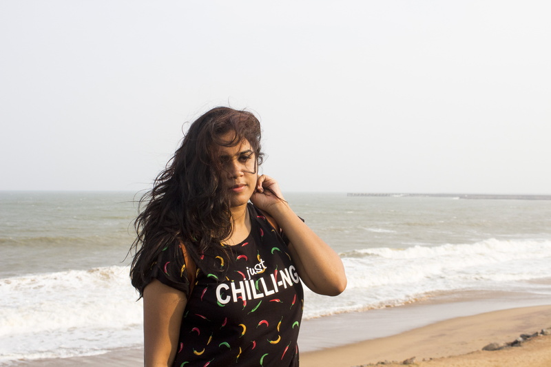 beach, indian women, 5K, Black top