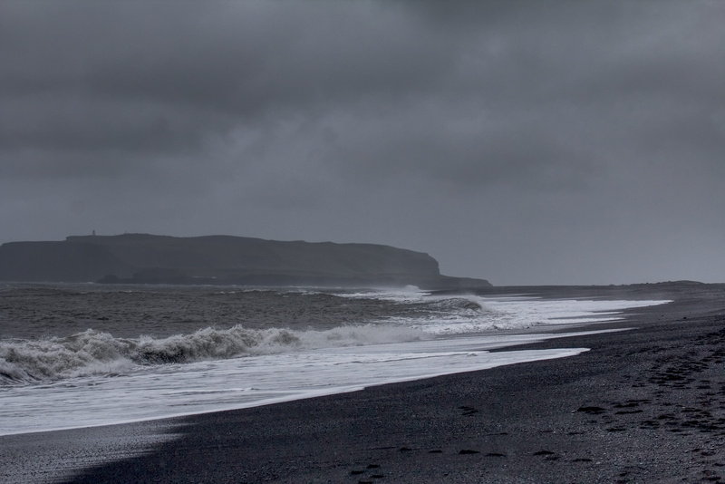 beach, sky, wave, reynisfjara black sand beach, tranquil scene, scenics - nature, non-urban scene, sport, tranquility, clouds, water, 5K, motion, day